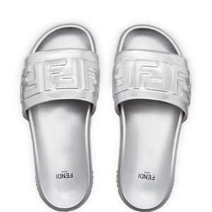 ✨ Authentic Fendi Silver Slides – Size 37 (US 7) Made in Italy